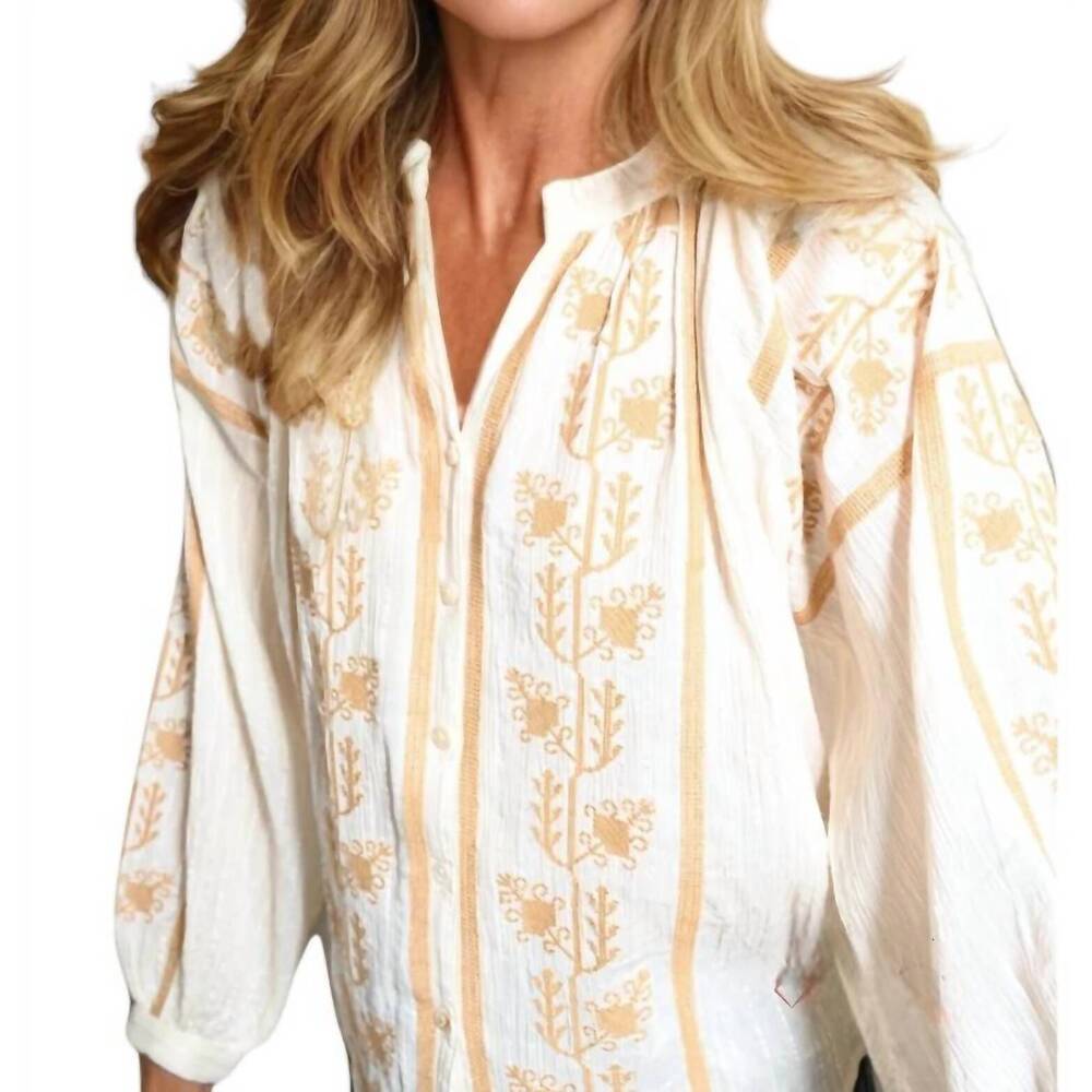 NEW PITI CUITI maddi embroidered boho blouse in amber